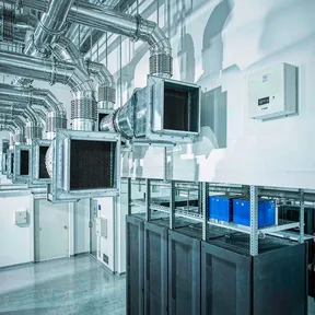 Deiiang volume control dampers in a data center HVAC installation