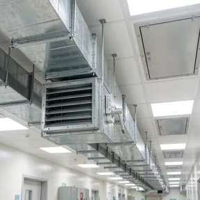 Deiiang volume control dampers on hospital ventilation ducts