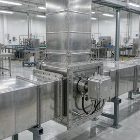 Deiiang stainless motorized dampers in a food processing plant ventilation system