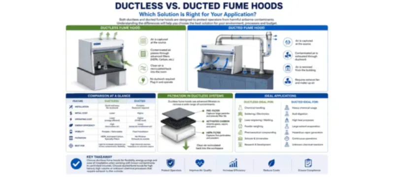 Ducted versus ductless fume hood comparison