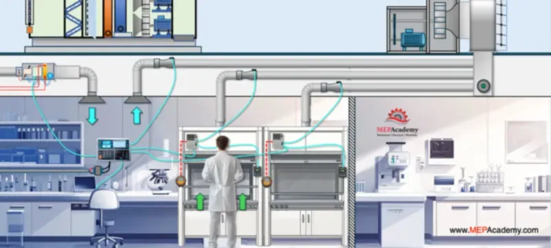 Fume hood exhaust filtration routing Fume hood exhaust filtration routing