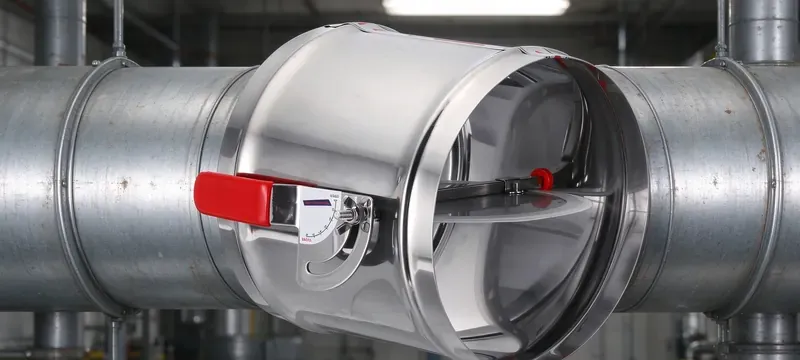 Manual damper balancing handle on duct