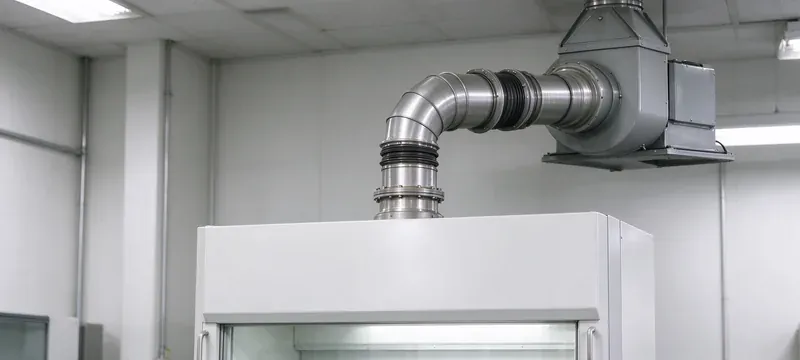 Laboratory fume hood exhaust duct collar connection Laboratory fume hood exhaust duct collar connection