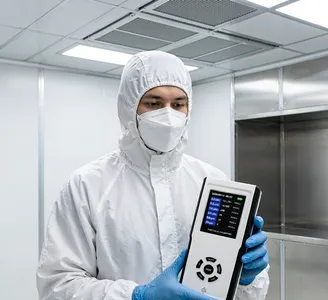 APC-H200 particle counter used for an airborne count in an ISO 7 cleanroom