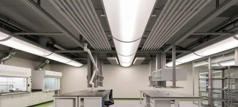Ceiling supply air diffuser blowing directly toward a fume hood and disturbing containment Ceiling supply air diffuser blowing directly toward a fume hood and disturbing containment
