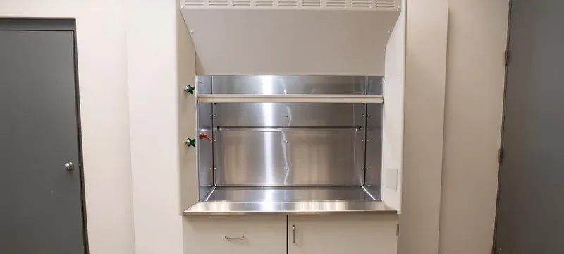 Stainless steel perchloric acid fume hood with water wash-down system Stainless steel perchloric acid fume hood with water wash-down system