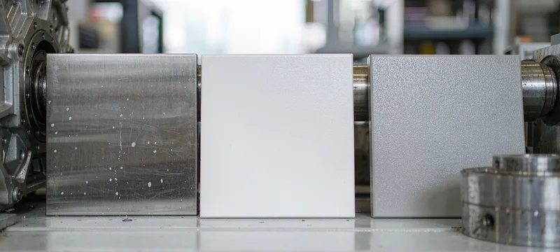 Surface finish comparison of stainless steel, HPL and coated steel cleanroom door materials